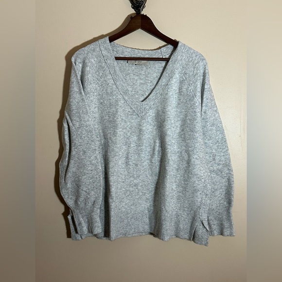 LOFT Relaxed V-Neck Sweater Grey XL - Picture 4 of 7
